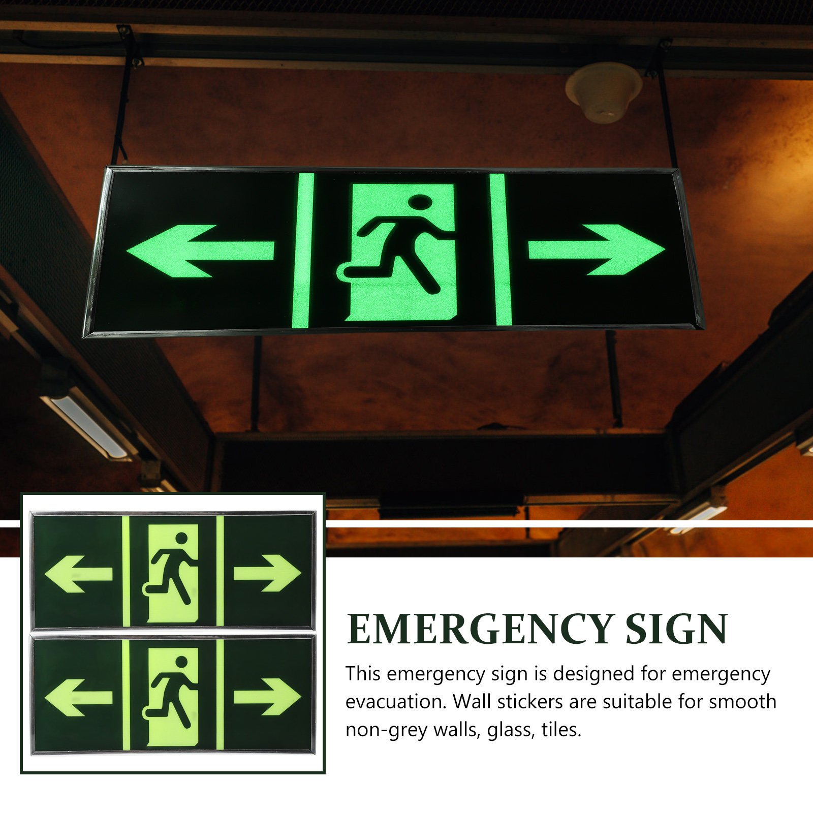 2Pcs Glow Exit Sticker Premium - مراجعة Emergency Exit Sign وسعره