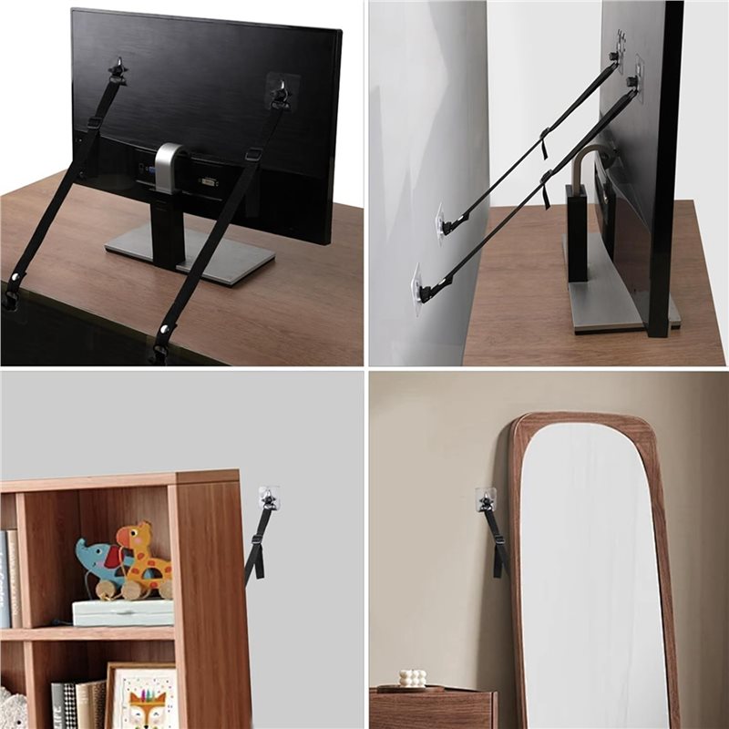 FULL-8 PCS TV Adjustable Safet - مراجعة Earthquake Anchor Strap وسعره