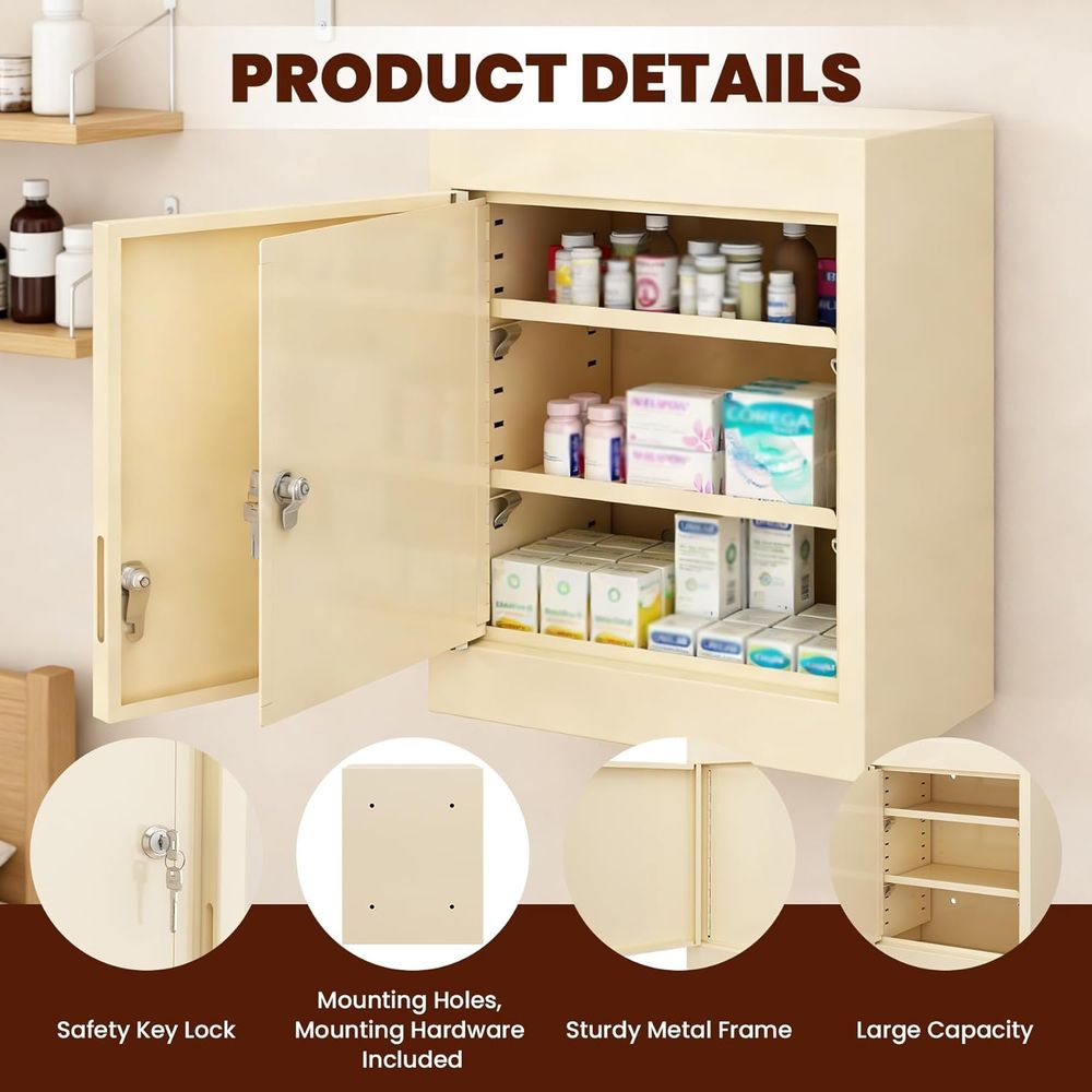 Double Door, Dual Key Lock Ste - مراجعة Medicine Cabinet Lock وسعره