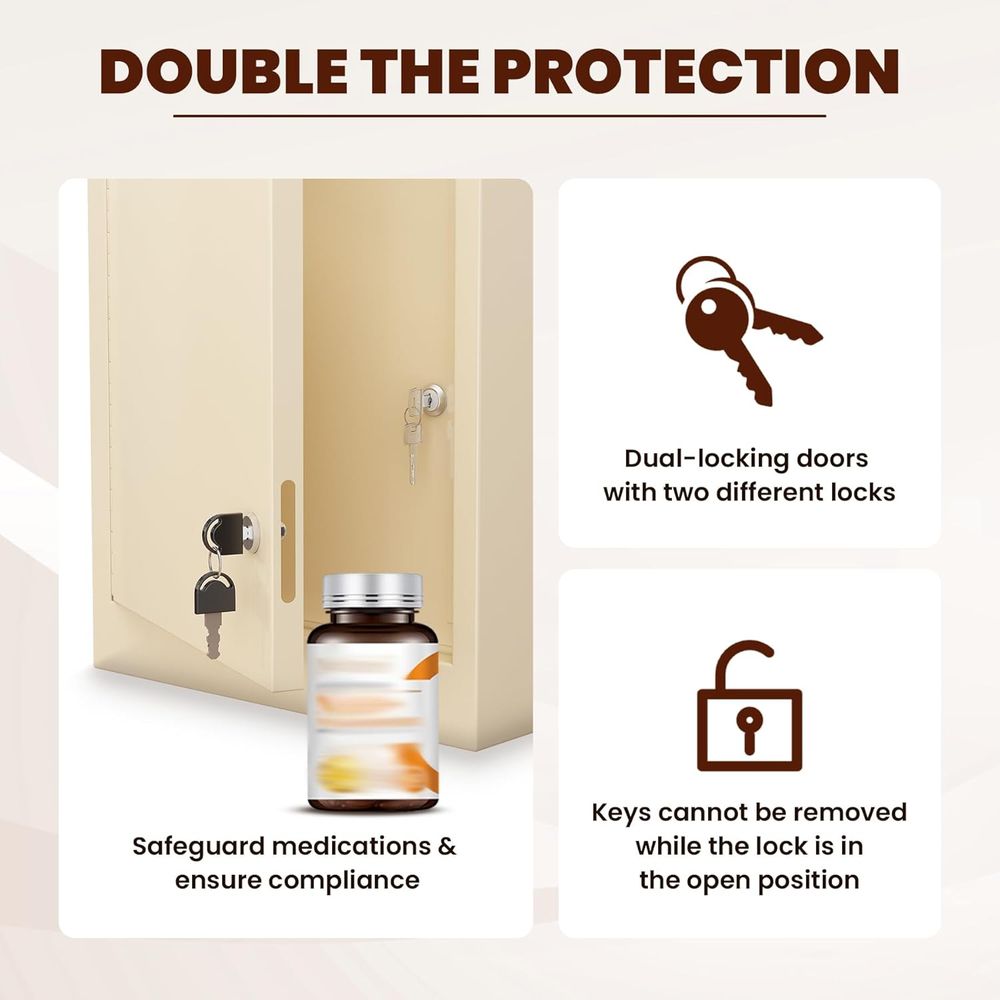 Double Door, Dual Key Lock Ste - مراجعة Medicine Cabinet Lock وسعره