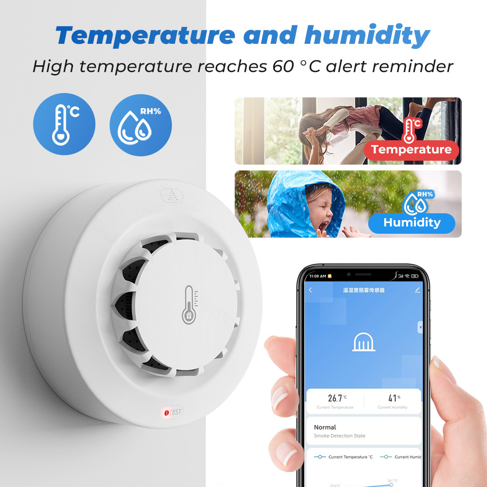 Tuya WiFi Smoke Alarm Temperat - مراجعة Smoke Detector Interconnected وسعره